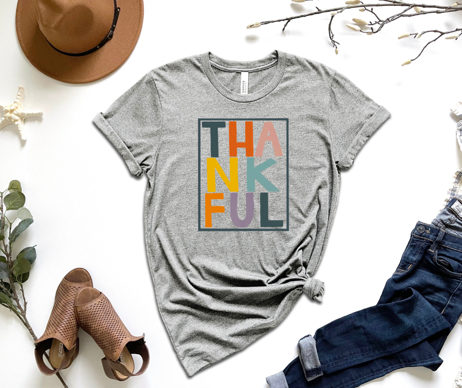 Thankful Multicolor Graphic Tee by Self Love Overflow