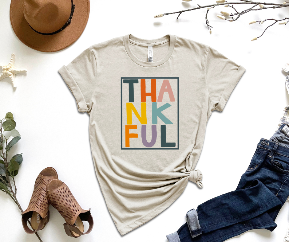 Thankful Multicolor Graphic Tee by Self Love Overflow