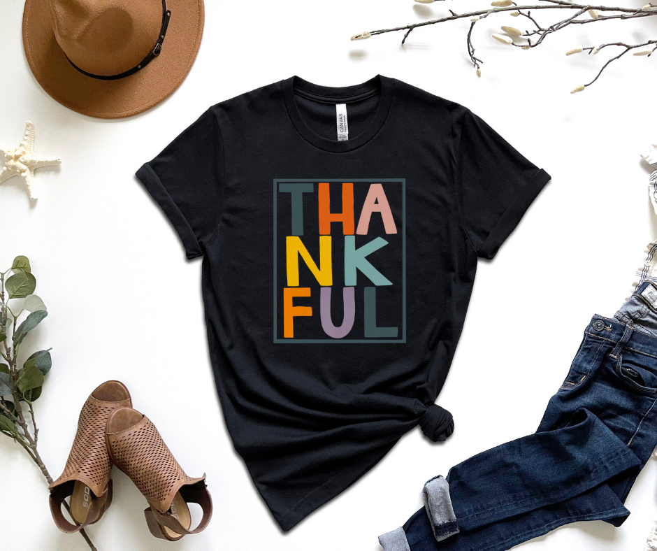 Thankful Multicolor Graphic Tee by Self Love Overflow
