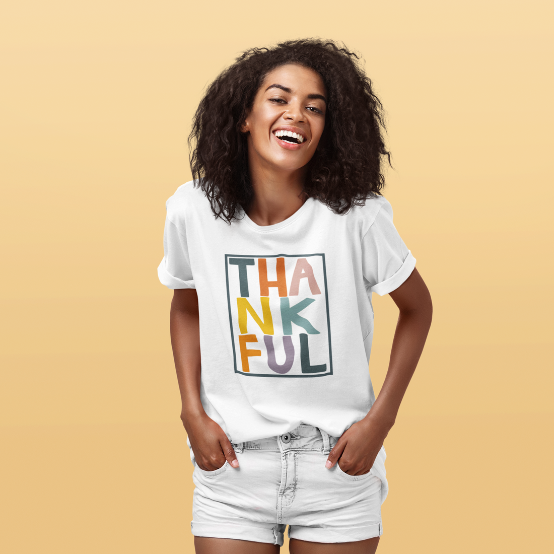 Thankful Multicolor Graphic Tee by Self Love Overflow