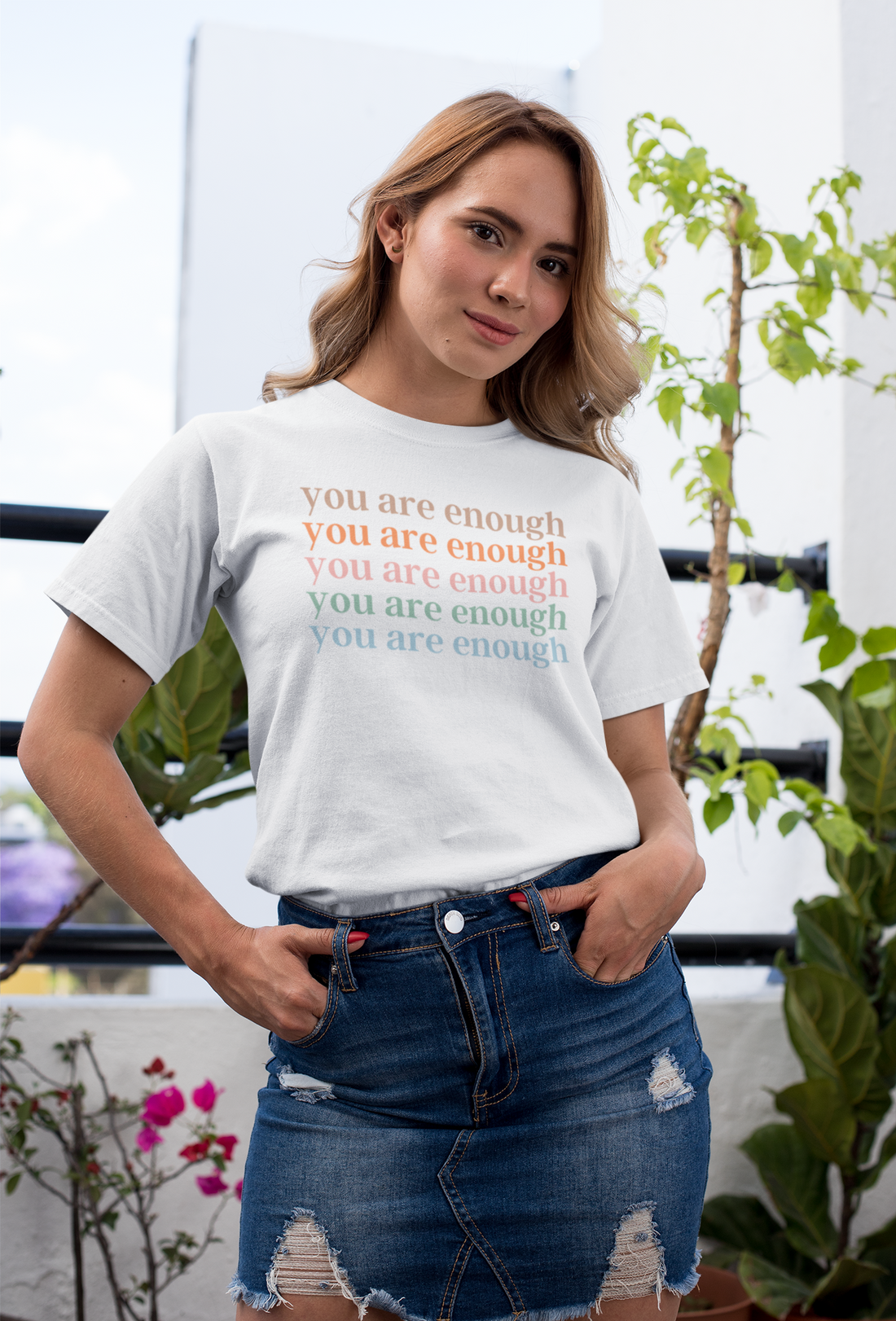 You Are Enough Multicolor Graphic Tee by Self Love Overflow