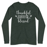 Thankful Grateful Blessed Long Sleeve Tee by Self Love Overflow