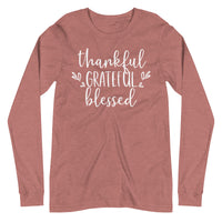 Thankful Grateful Blessed Long Sleeve Tee by Self Love Overflow