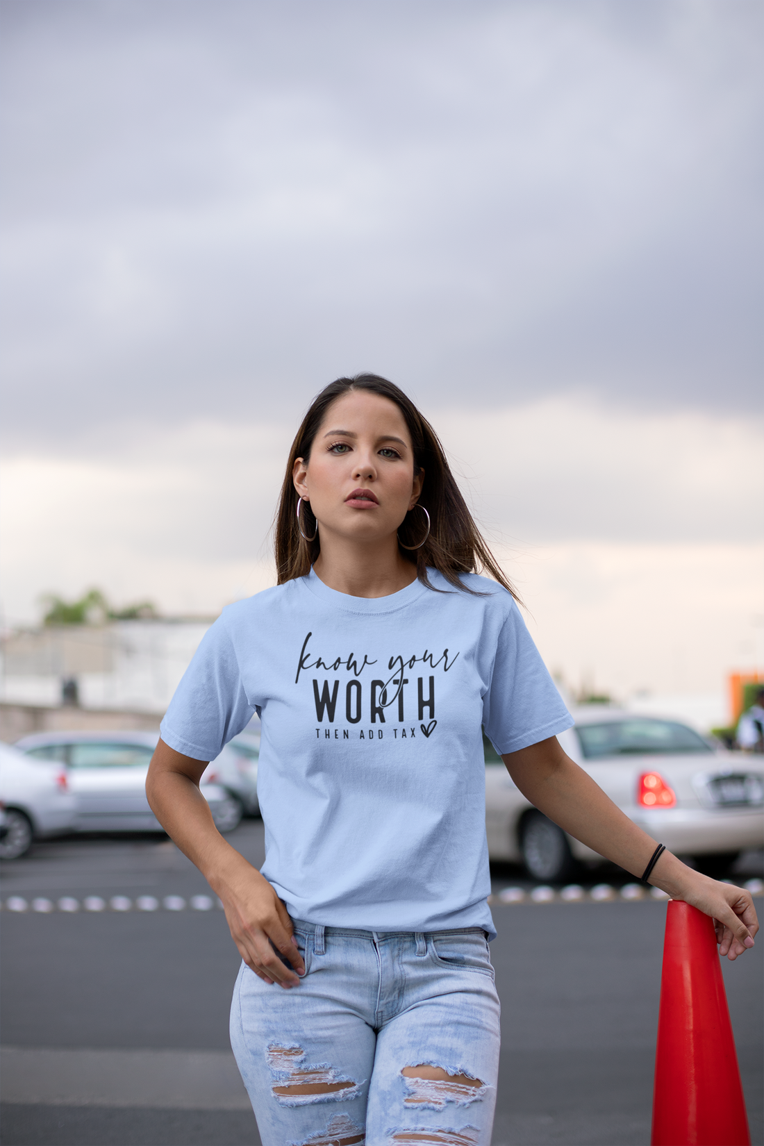 Know Your Worth Then Add Tax Graphic Tee by Self Love Overflow
