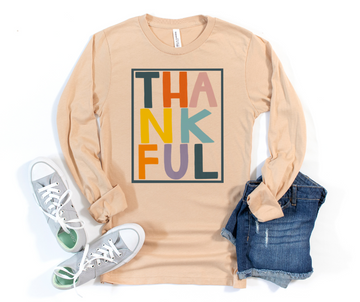 Thankfully Multicolor Long Sleeve Tee by Self Love Overflow