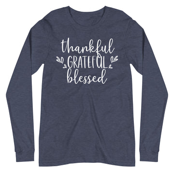 Thankful Grateful Blessed Long Sleeve Tee by Self Love Overflow